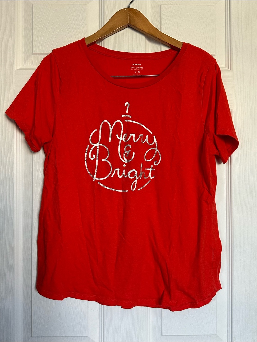 Old Navy Red Short Sleeve Tee with Silver Accent